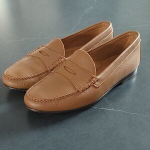 Jay Butler Cromwell Camel Tan Leather Penny Loafers - 10